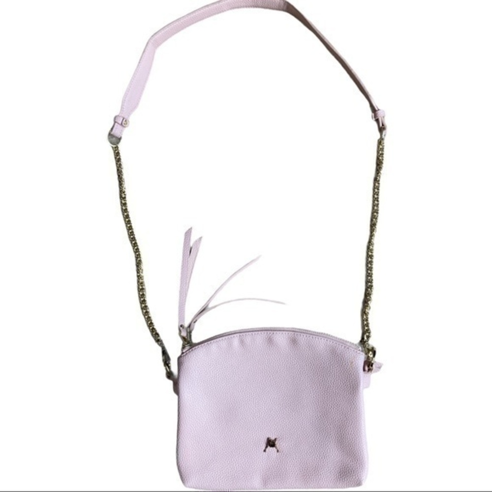 Fefa pink purse with brass gold accents